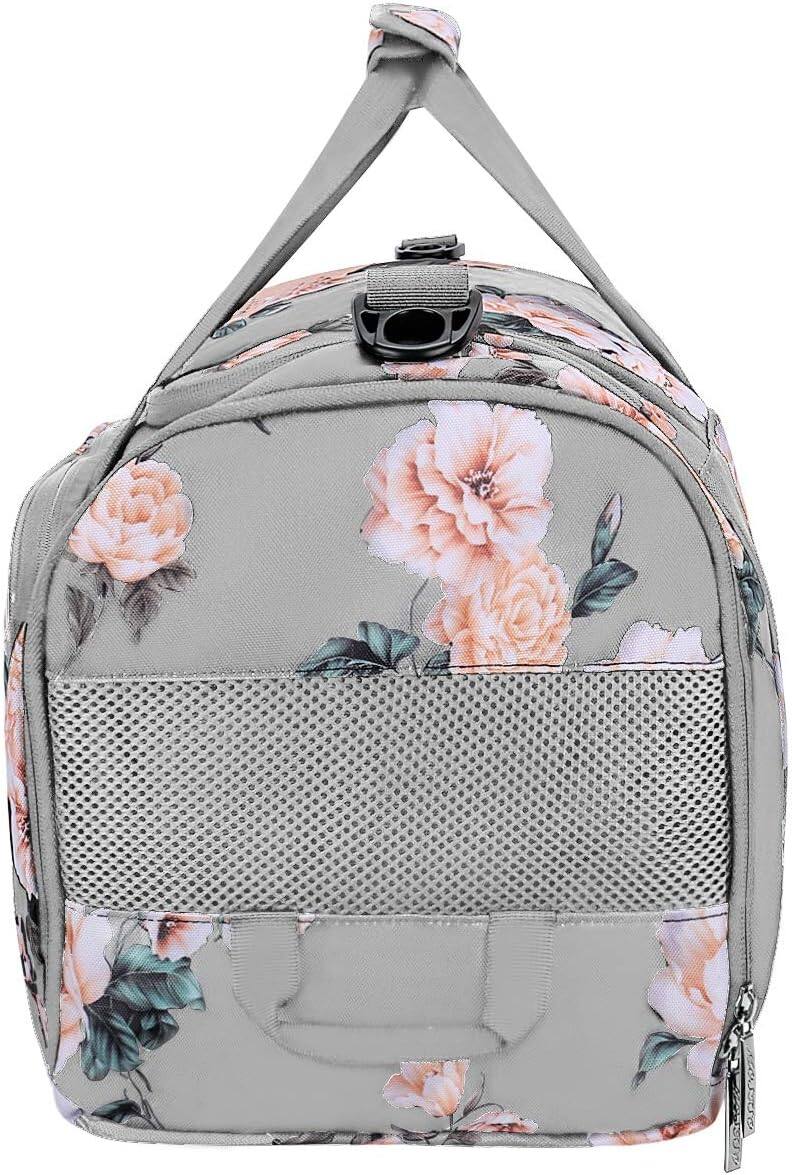 Alt View 3. mosiso - Peony Sports Duffel Bag for Women & Men, Gym Bag with Shoe Compartment for Dance, Travel & Weekend Trips - Gray.