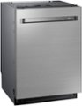Left. Dacor - Top Control Built-In Dishwasher with Stainless Steel Tub, WaterWall™, ZoneBooster™, AutoRelease Door, 3rd Rack, 42 dBA - Silver Stainless Steel.