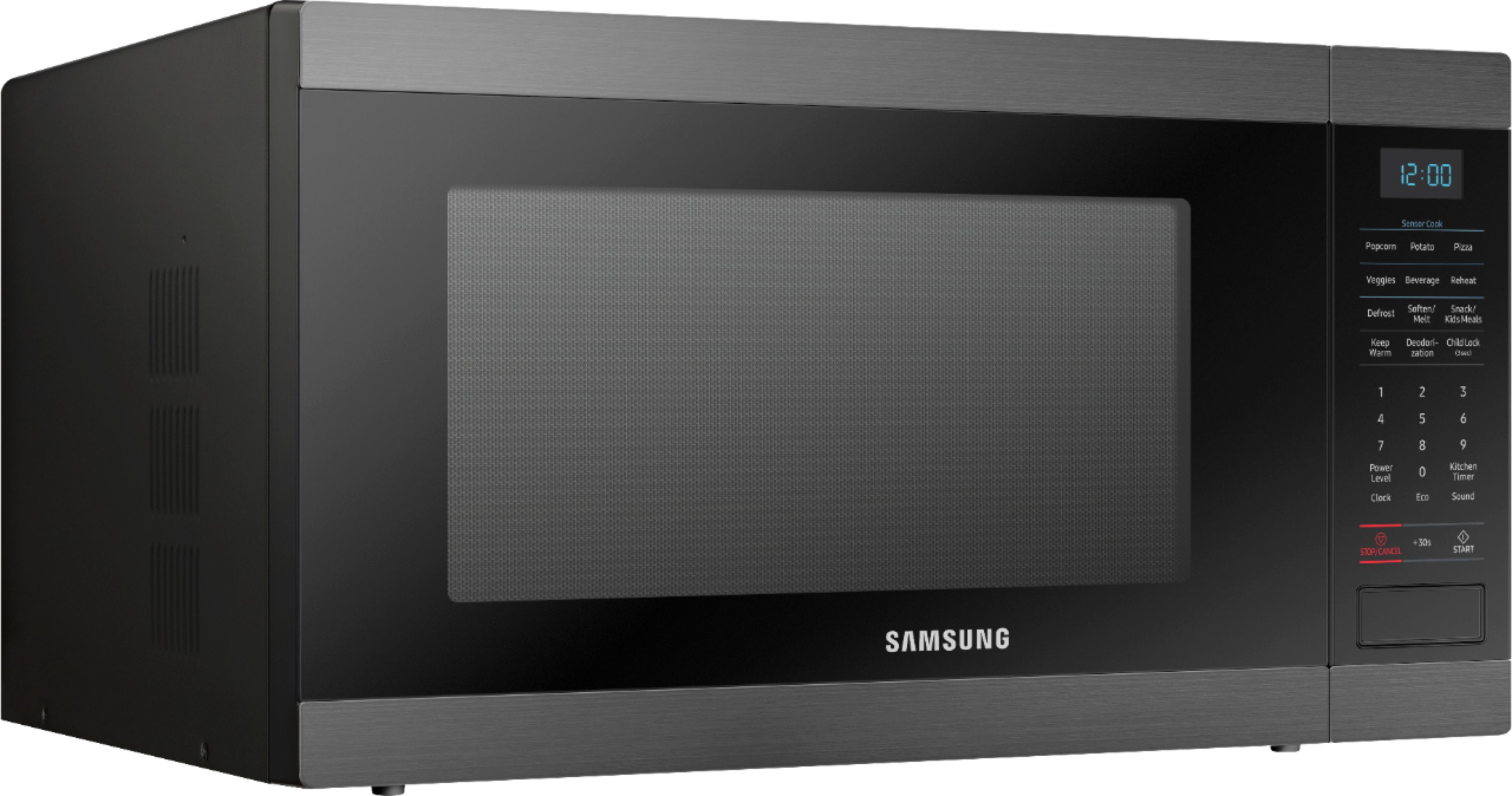 Angle View: Samsung - 1.9 Cu. Ft. Countertop Microwave for Built-In Applications with Sensor Cook - Black stainless steel