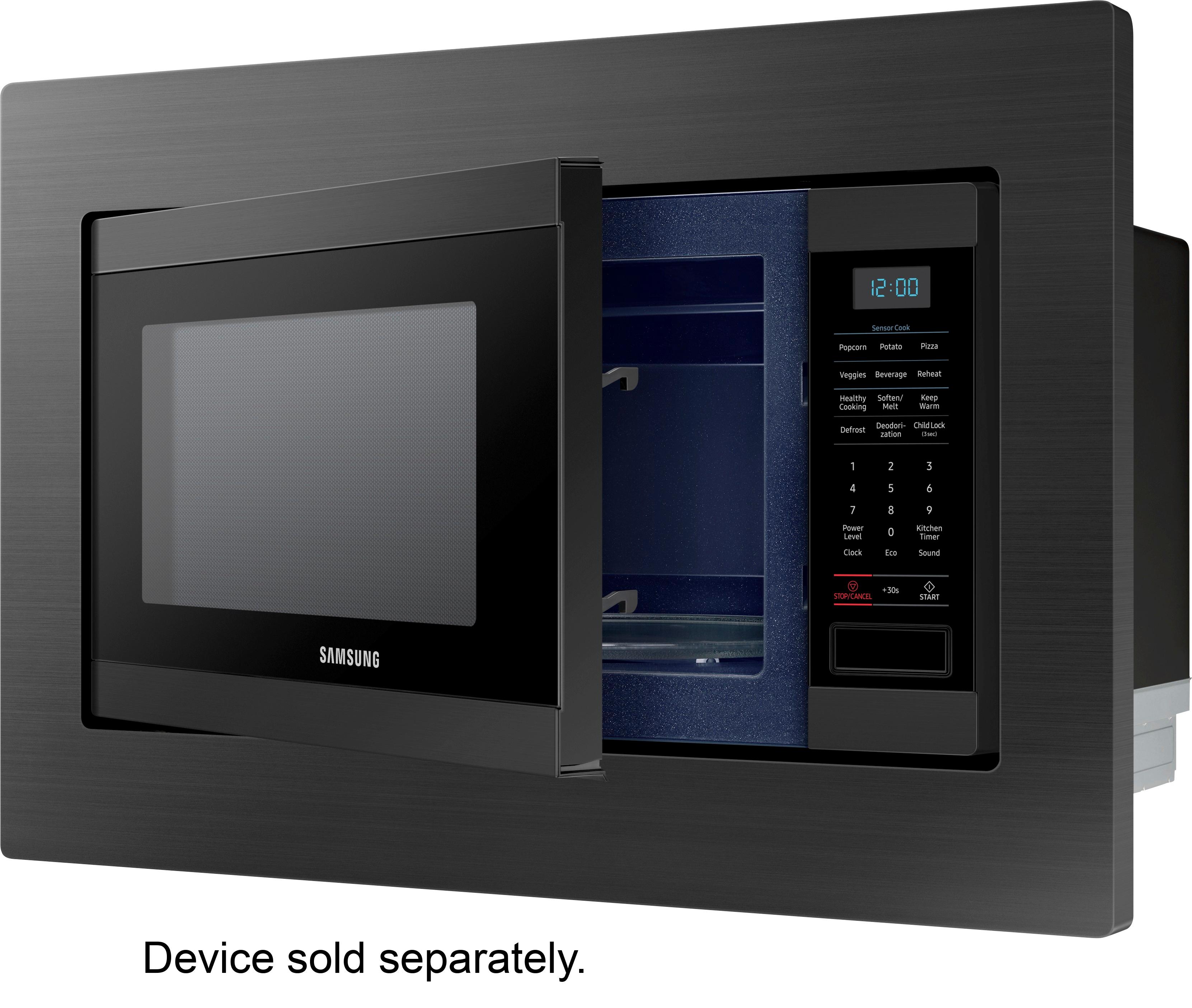 Left View: Samsung - 1.9 Cu. Ft. Countertop Microwave for Built-In Applications with Sensor Cook - Black stainless steel