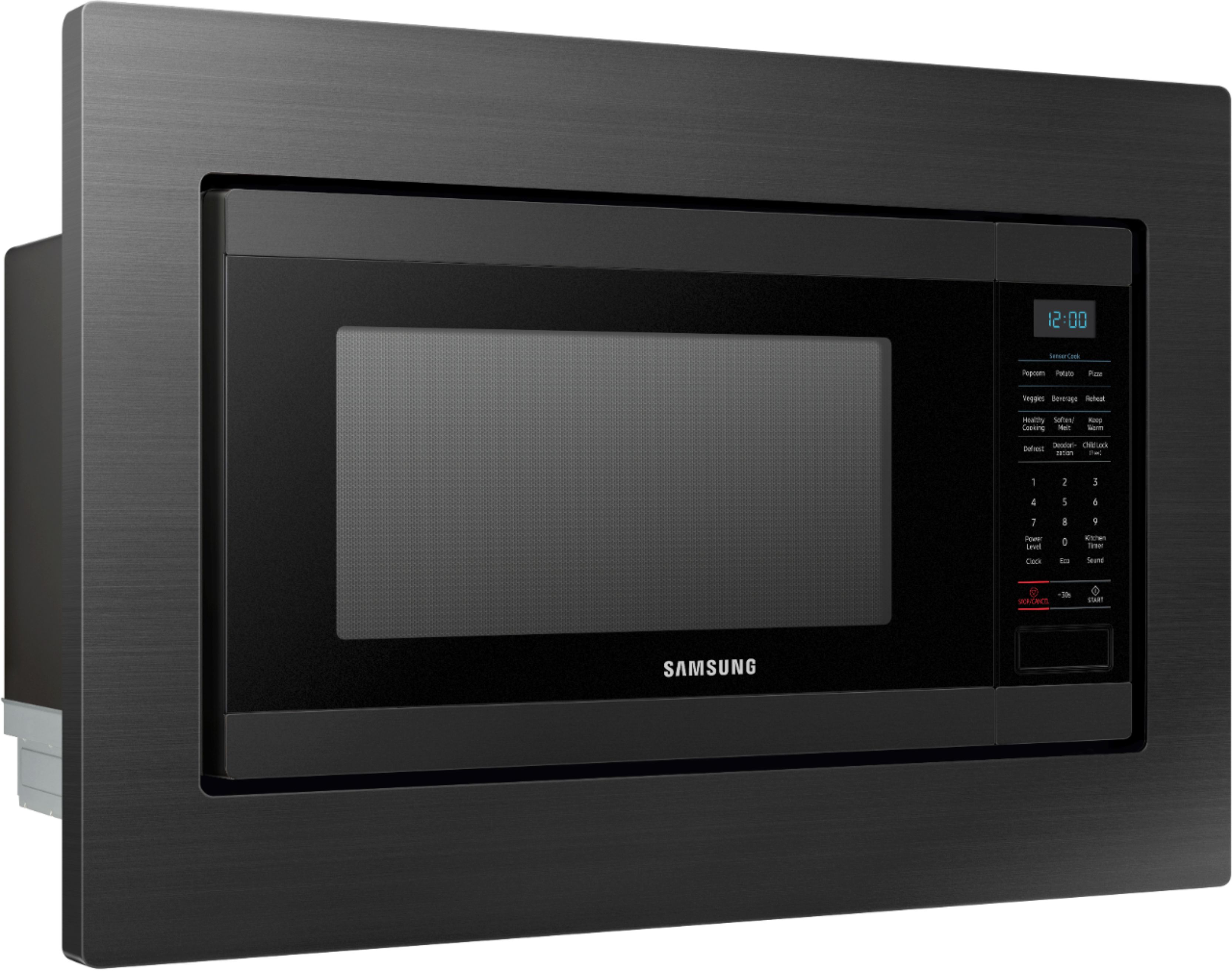 Left View: Samsung - 30" Trim Kit for MS19M8020TG Microwave - Black Stainless Steel