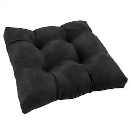 Blazing Needles - 19-inch Squared Microsuede Tufted Dining Chair Cushion - Black
