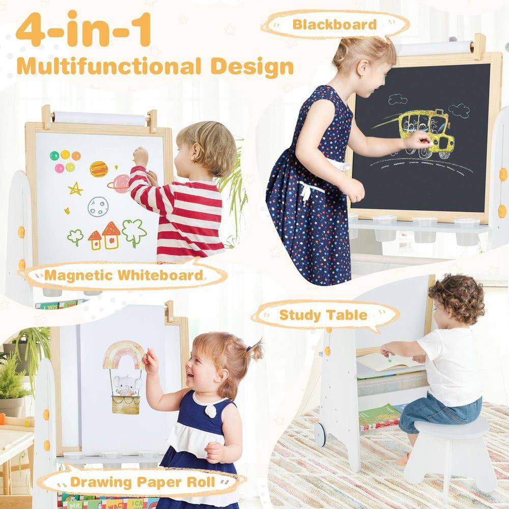 4-in-1 Multifunctional Design

- Blackboard
- Magnetic Whiteboard
- Study Table
- Drawing Paper Roll