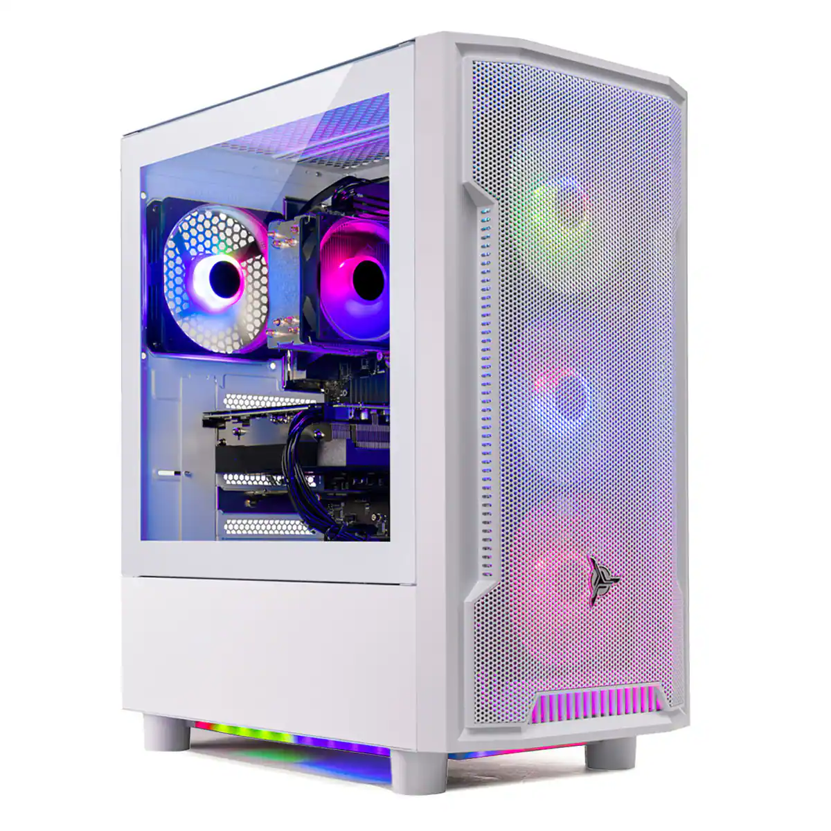 Front. Skytech Gaming - Skytech ARCH4 - AMD Ryzen 7 9700X, 9070XT, 32GB 6000 MHz DDR5 RAM, 850W GOLD PSU - White.
