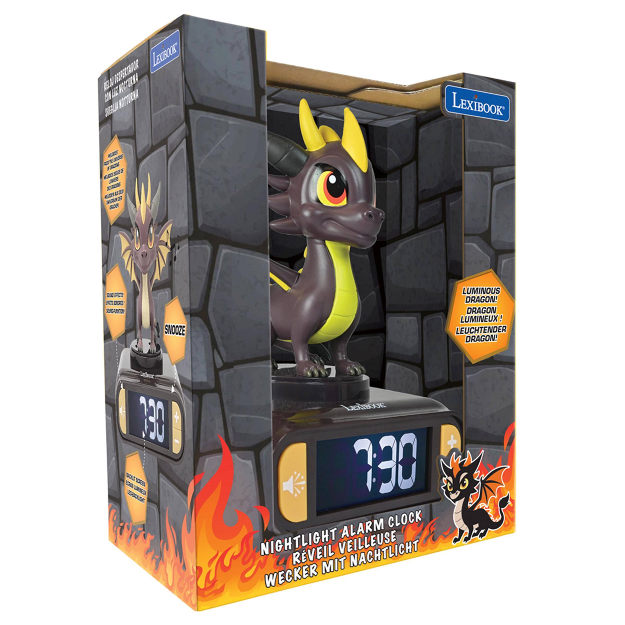 LEXIBOOK  
LUMINOUS DRAGON  
LUMINEUX!  
LEUCHTENDER DRAGON  
NIGHTLIGHT ALARM CLOCK  
VEILLEUSE RVEIL VEILLEUSE  
NACHTLICHT MIT WECKER