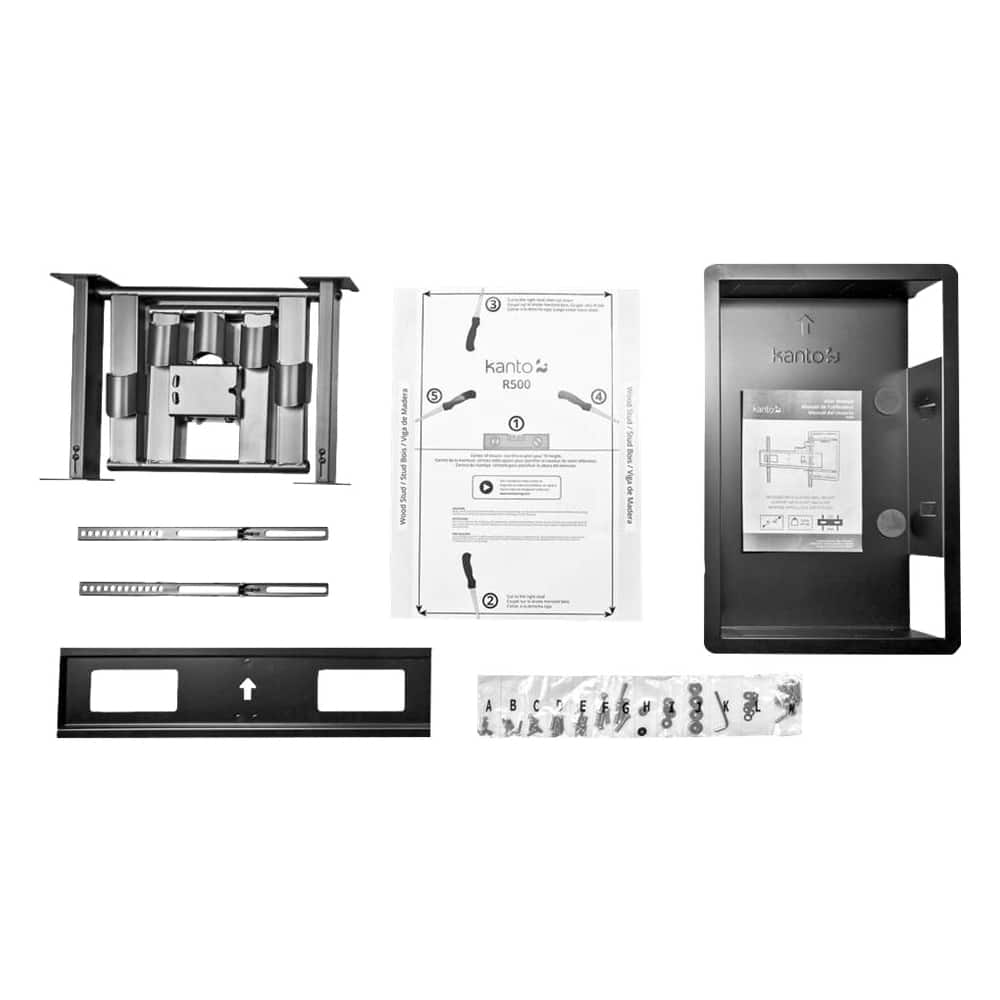 Alt View 12. Kanto - Recessed In-Wall Full Motion TV Mount for Most 46" - 80" TVs - Extends 27.6" - Black.