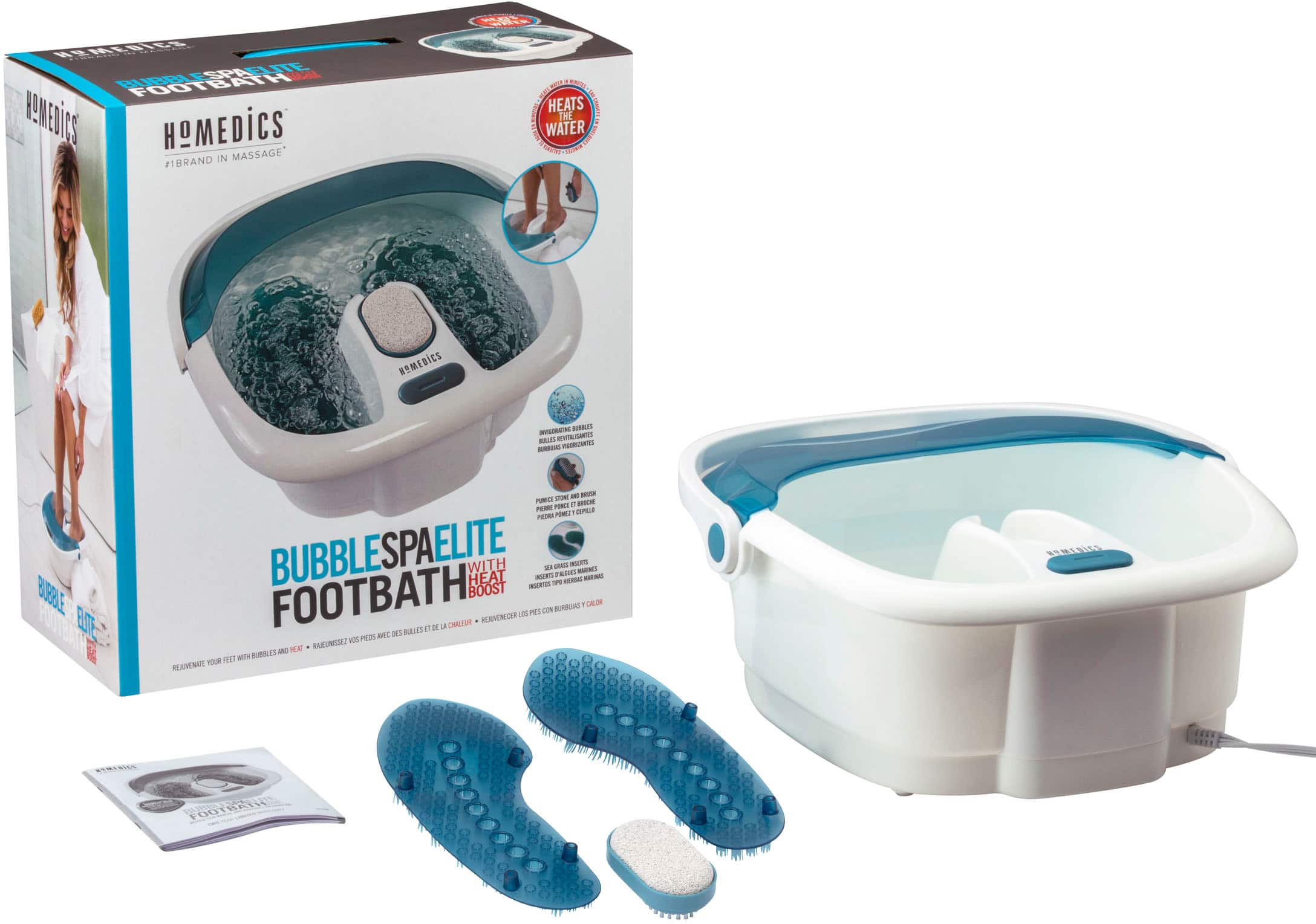 Alt View 11. Homedics - Bubble Foot Spa with Heat Boost Power - White/Gray.