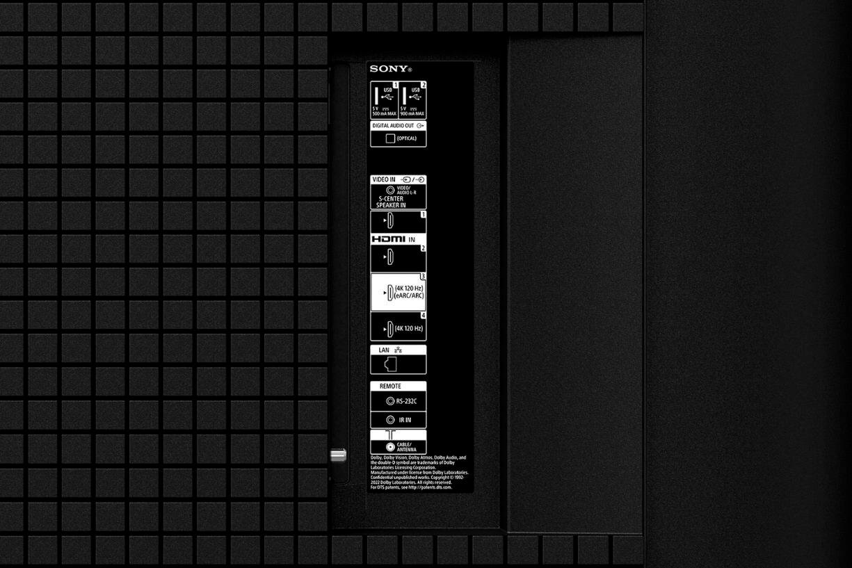 SONY - USE 2 usa 11 Fw ST m 100 n MAR 100-MAMA A MAI DIGITAL AUDIO oUT Ce (OPTICAL) VIDEO IN VIDEO/ MUCHO S-CENTER SPEAKER IN 1 HOMI IN 2 B3 14K 120 Hzj LAN REMOTE RS-232C I IN CABLE ANTENNA Derbs borbe Visen Dolle ASmos Dully Audia - te double- lymbal an ademarks of Duly Labonatore ScemunG Copporation Matulatured under Srem Som Dalby Labor bortories Confidental unpubliched wk Eoprenight . T9L2 2023 bolby Laborateries A gho reived Fer on Pgttse .E putent ds