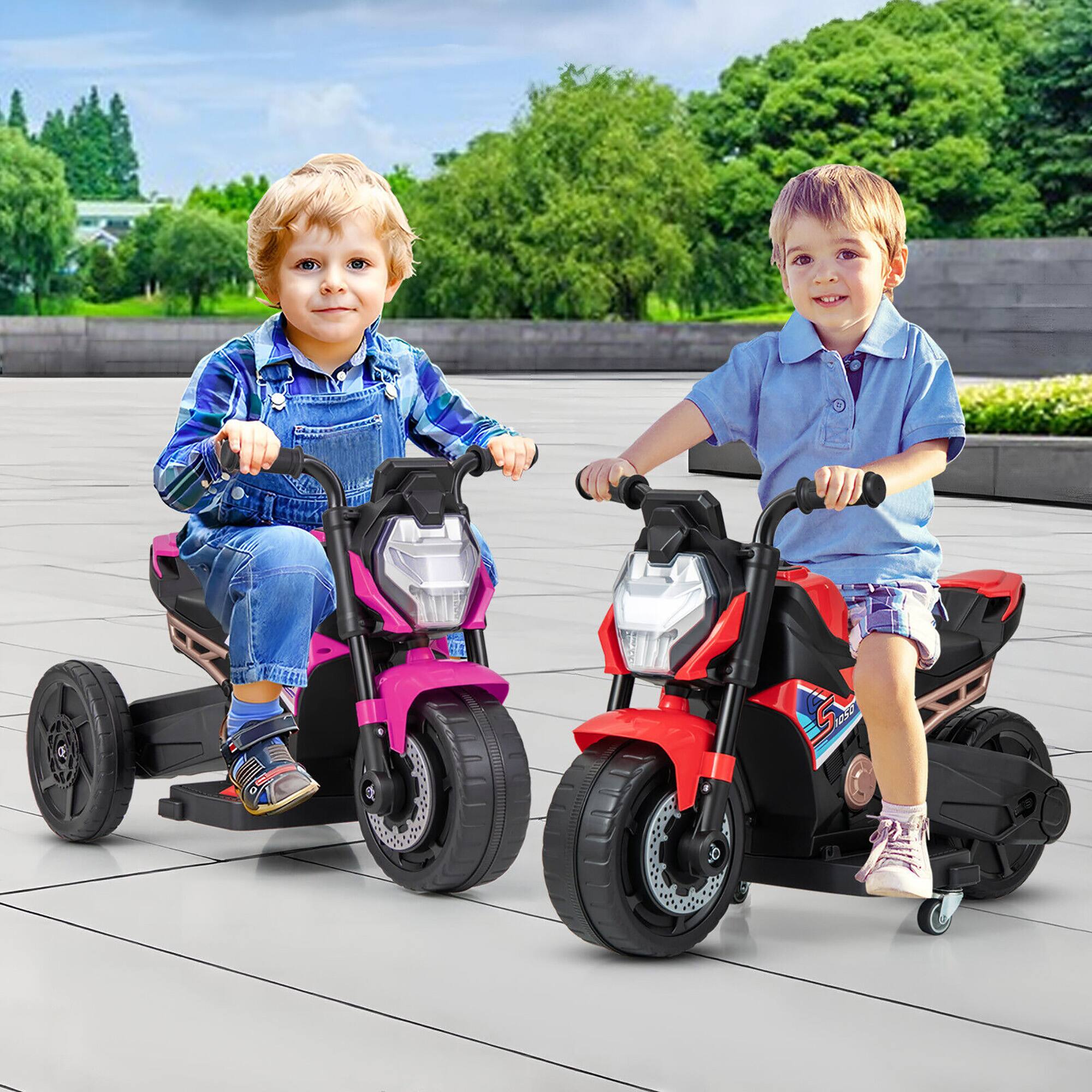 Alt View 3. Gymax - Gymax 2-in-1 Kids Electric Motorcycle w/ Detachable Training Wheels Headlight & Horn Pink - Pink.