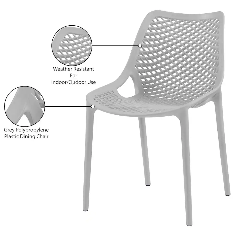 Weather Resistant for Indoor/Outdoor Use  
Grey Polypropylene Plastic Dining Chair