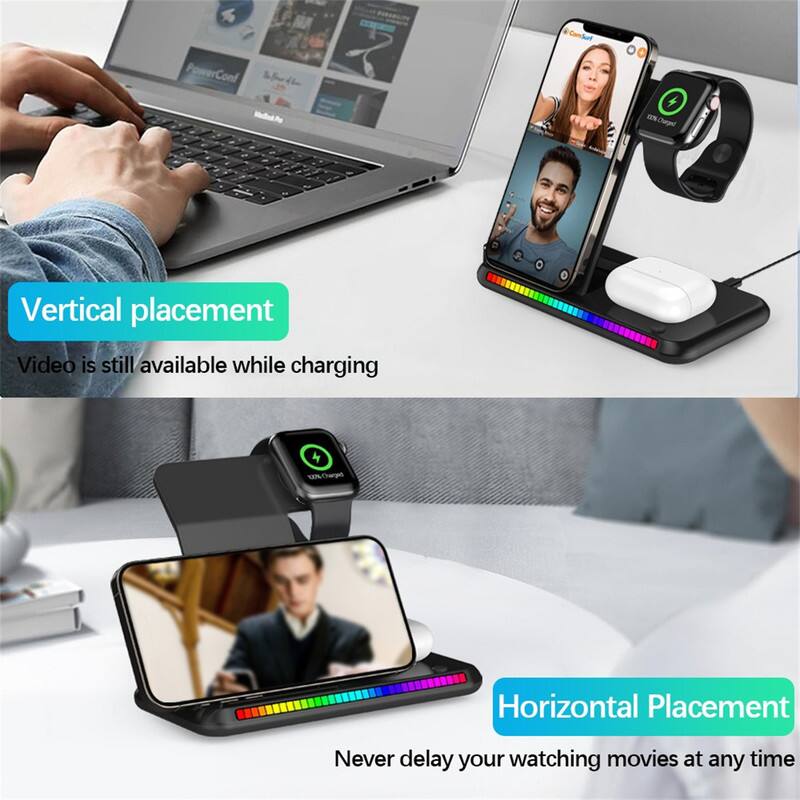 Vertical placement  
Video is still available while charging  

Horizontal Placement  
Never delay your watching movies at any time