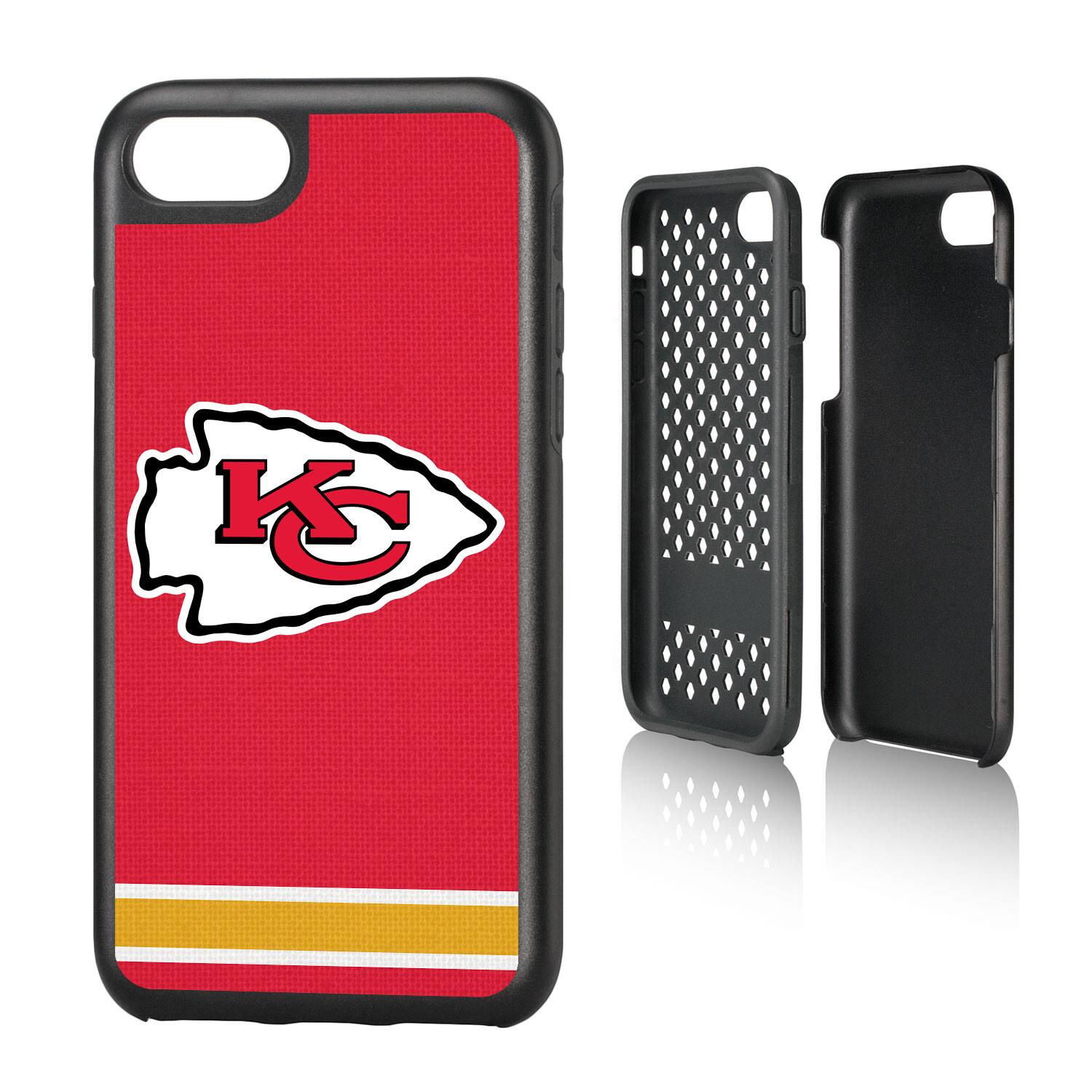 Alt View 3. Keyscaper - Kansas City Chiefs iPhone Rugged Stripe Design Case - 15 - Multicolor.