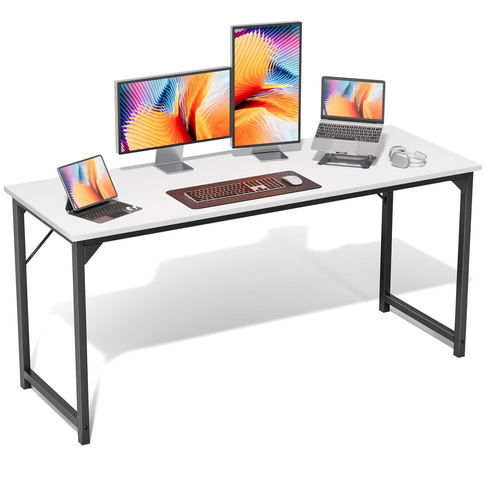 AENKYO - 63 inch Computer Desk Modern Kids Study Table for Home Office - White