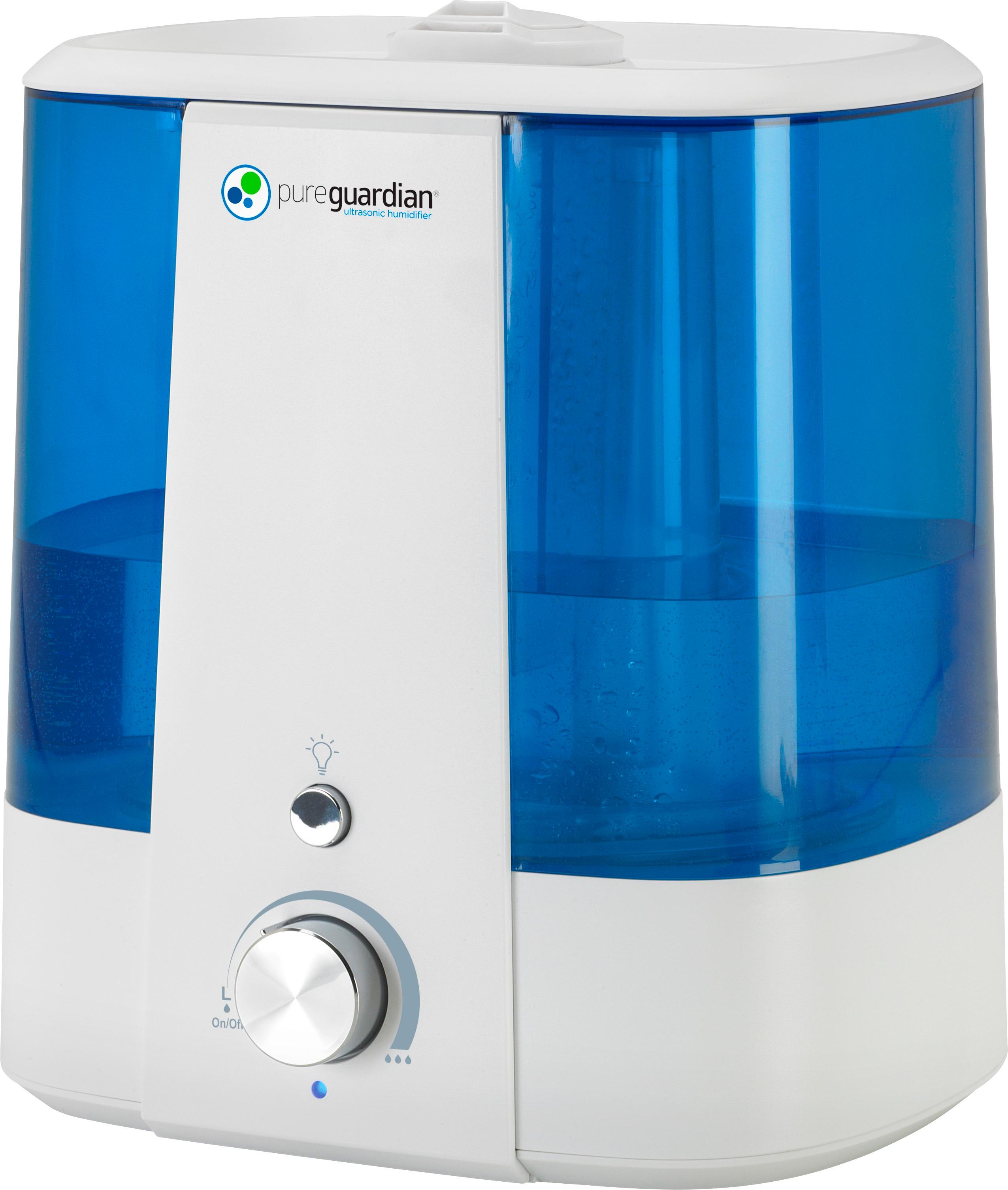 Left View: PureGuardian - 1.5 Gal. Ultrasonic Cool Mist Humidifier - Blue/white
