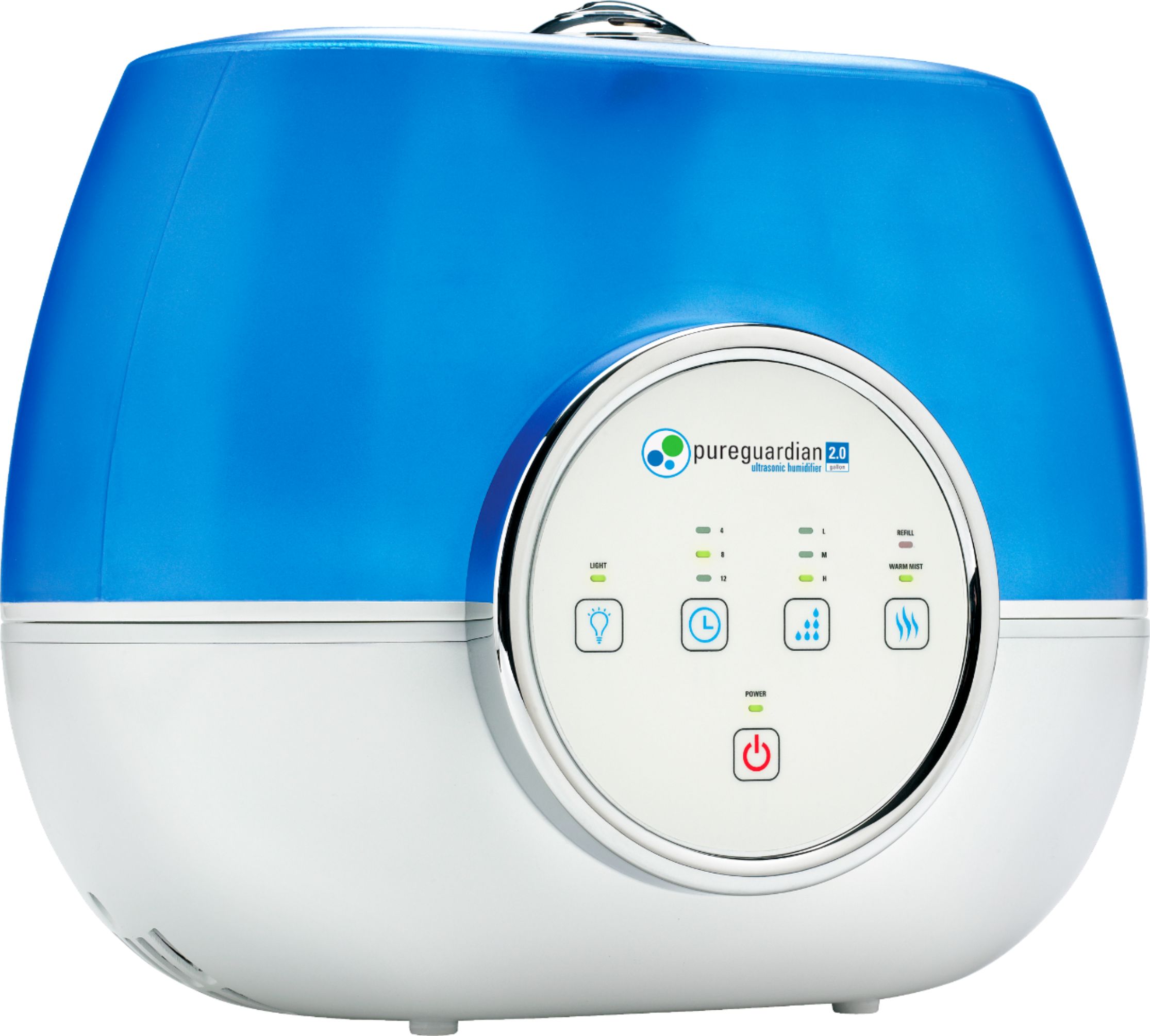 Angle View: PureGuardian - Ultrasonic 2 Gal. Warm and Cool Mist Aromatherapy Humidifier - Blue/White