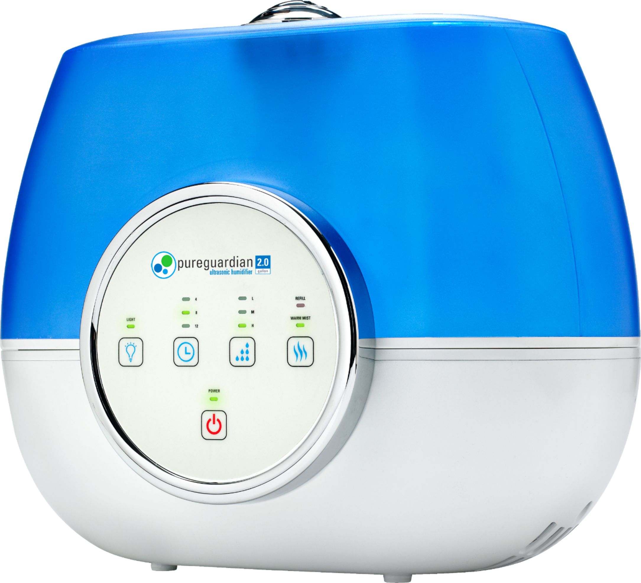 Left View: PureGuardian - Ultrasonic 2 Gal. Warm and Cool Mist Aromatherapy Humidifier - Blue/White
