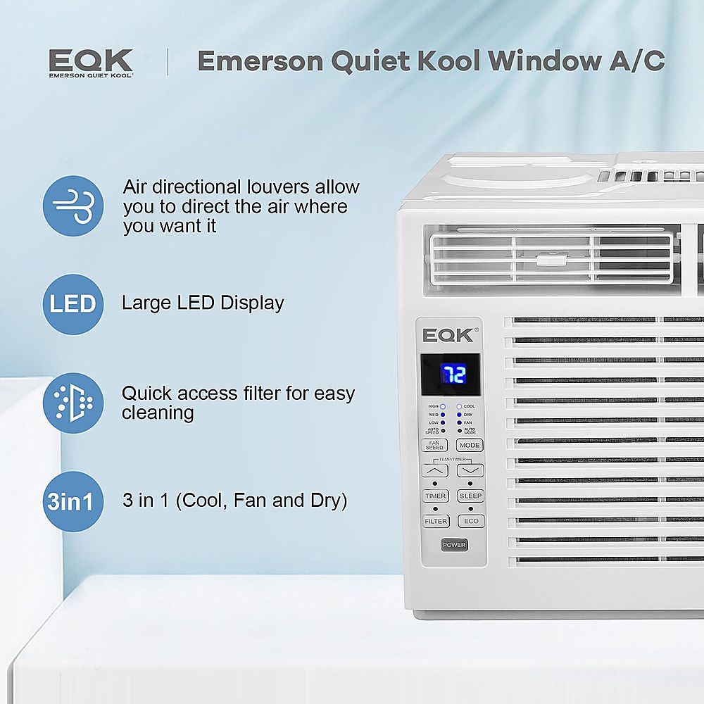 Angle View: Emerson Quiet Kool - 250 Sq. Ft. Window Air Conditioner - White