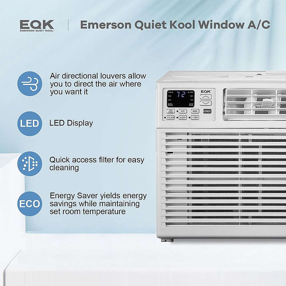 Left View: Emerson Quiet Kool - 350 Sq. Ft. Window Air Conditioner - White