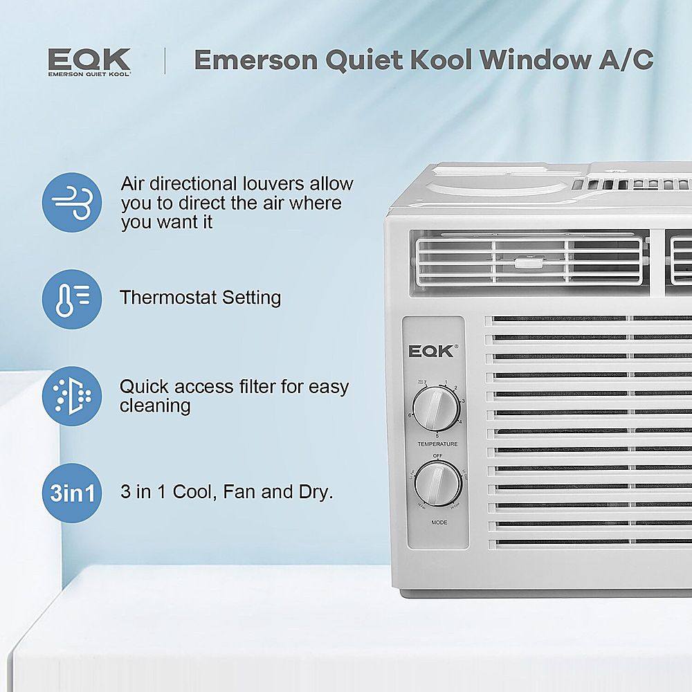 Angle View: Emerson Quiet Kool - 150 Sq. Ft. Window Air Conditioner - White