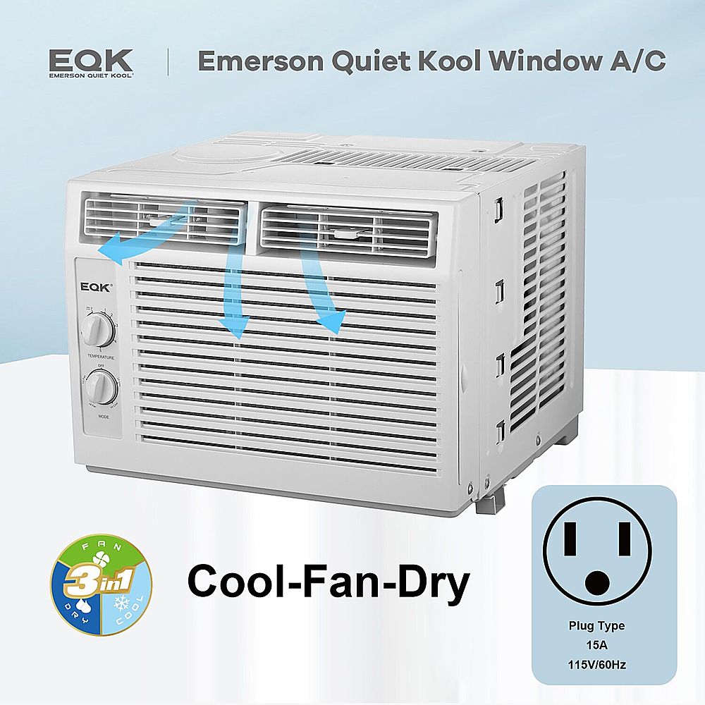Left View: Emerson Quiet Kool - 150 Sq. Ft. Window Air Conditioner - White