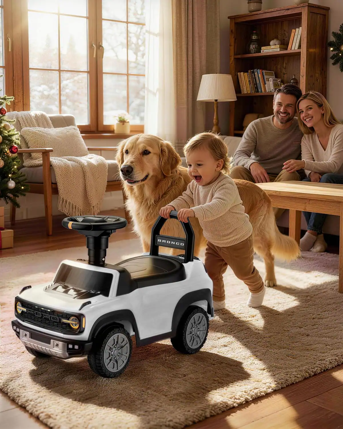 Alt View 1. FIRST RIDE ON - Licensed Ford Bronco Raptor Toddler Push Car, Toddler Foot-to-Floor Ride on Car w/Horn, Music & Hidden Storage - White.