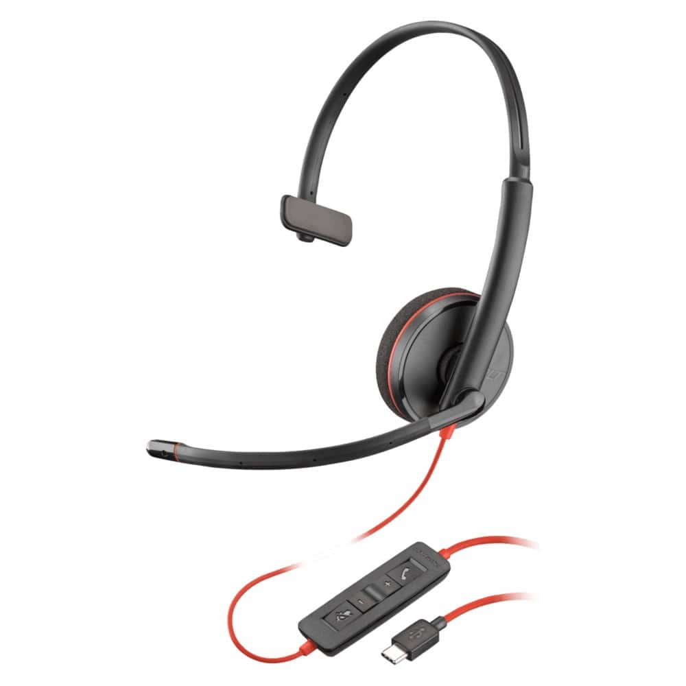 Poly - Headphones with Microphone 8X214A6 C3210 On-Ear Telephone Style - Black