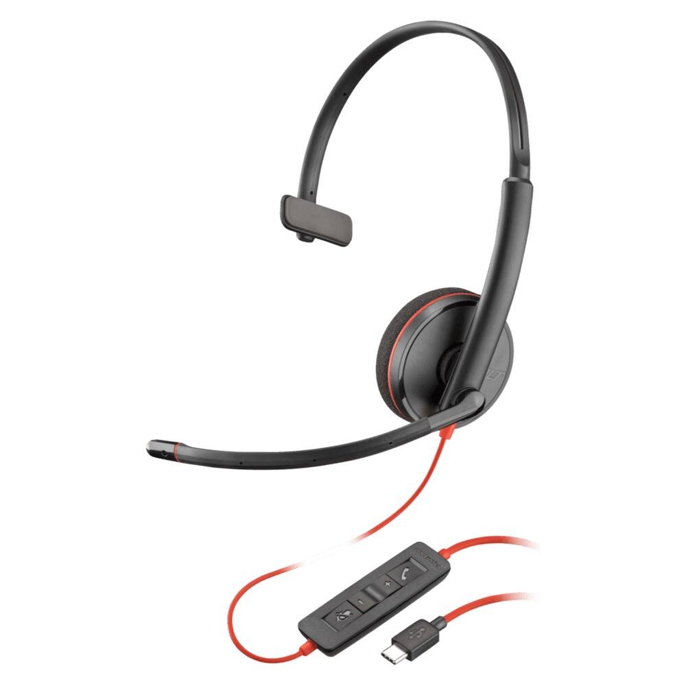 Poly - Headphones with Microphone 8X214A6 C3210 On-Ear Telephone Style - Black