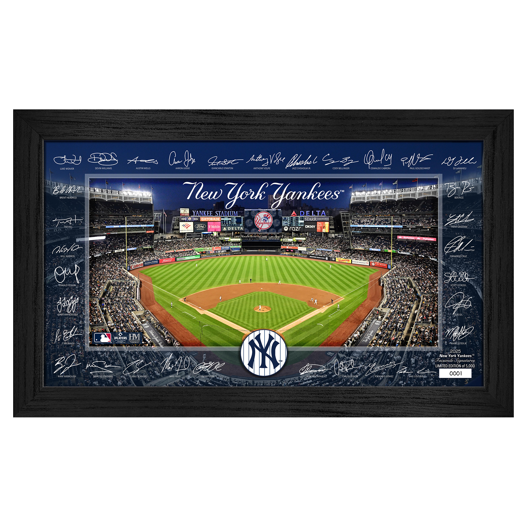 Highland Mint - New York Yankees Framed 12" x 20" 2025 Signature Field Photograph - Facsimile Signatures - Limited Edition of 5,000 - Multicolor