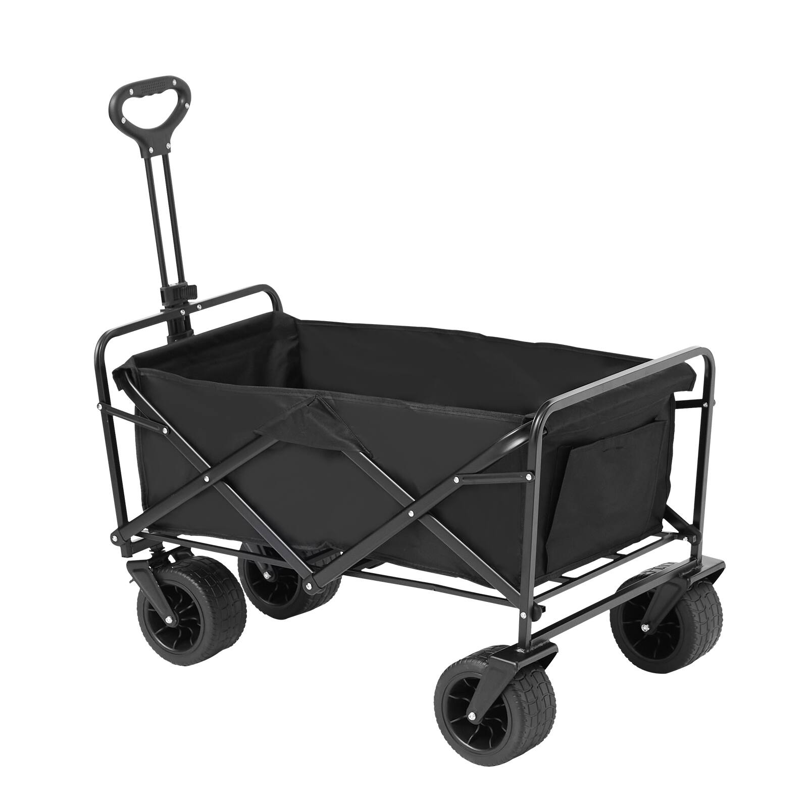 Alt View 5. VEVOR - Collapsible Folding Wagon, 3 cu.ft Beach Wagon Cart with All-Terrain Wheels, Heavy Duty Folding Wagon Cart - Black.