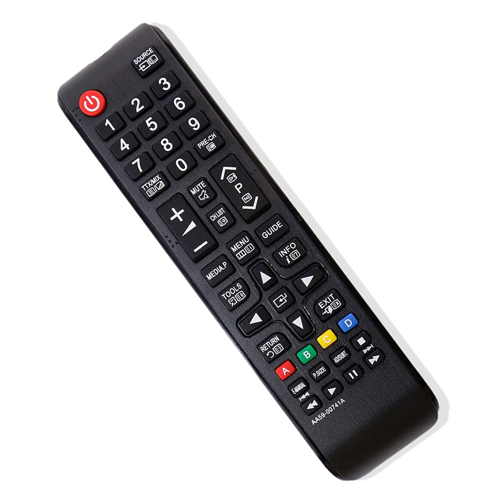 SOURCE  
1 2 3 4 5 6 7 8 9 0  

PRE-CH  

TTX/MIX  

MUTE  

CHLIST  

GUIDE  

MENU  

INFO  

MEDIA.P  

TOOLS  

EXIT  

RETURN  

ADJUST  

P.SIZE  

A59-00741A