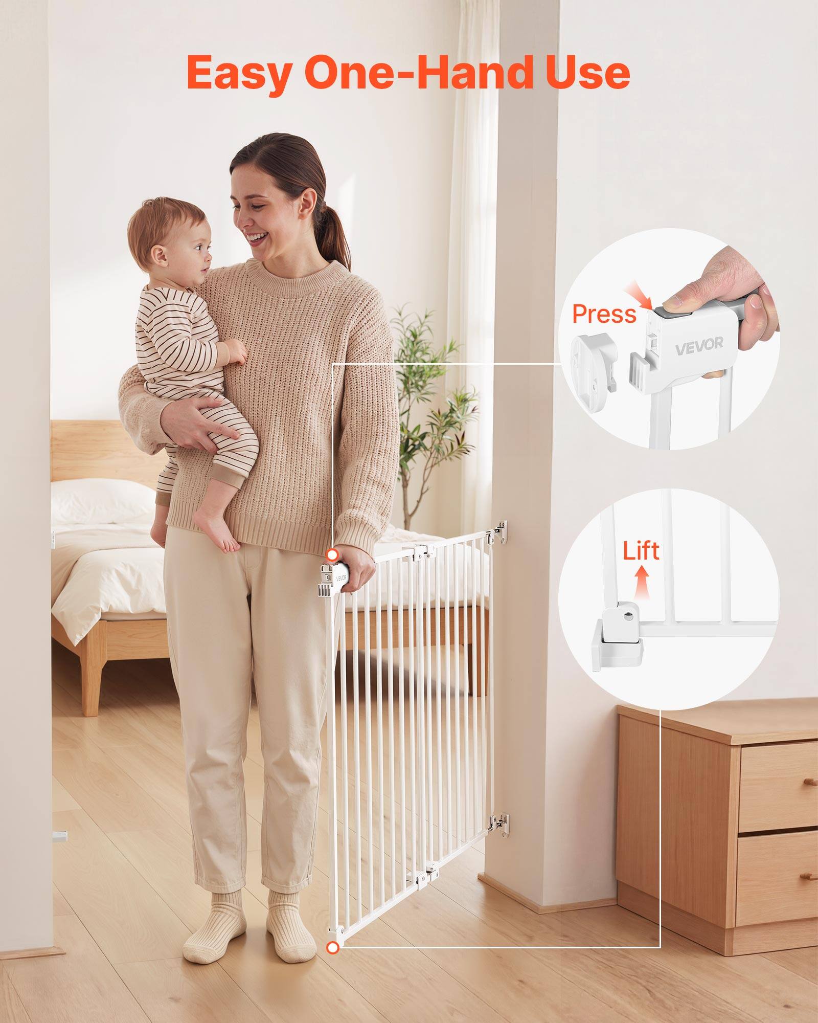 Easy One-Hand Use

Press

Lift