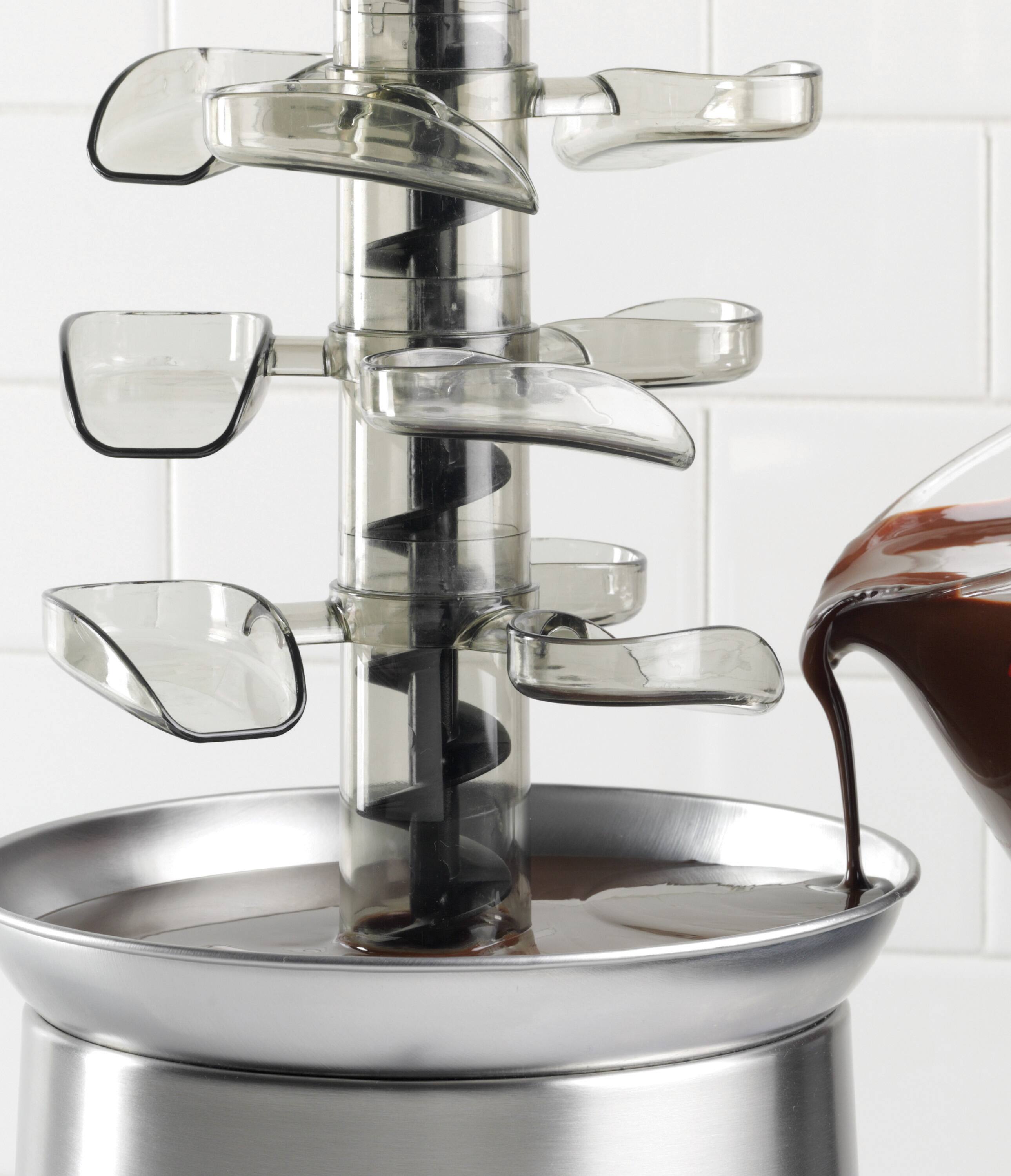 Alt View 1. Nostalgia - 2-lb. Stainless Steel Cascading Fondue Fountain - Chocolate, BBQ Sauce, Ranch, Nacho Cheese, Buffalo Sauce - Stainless Steel.