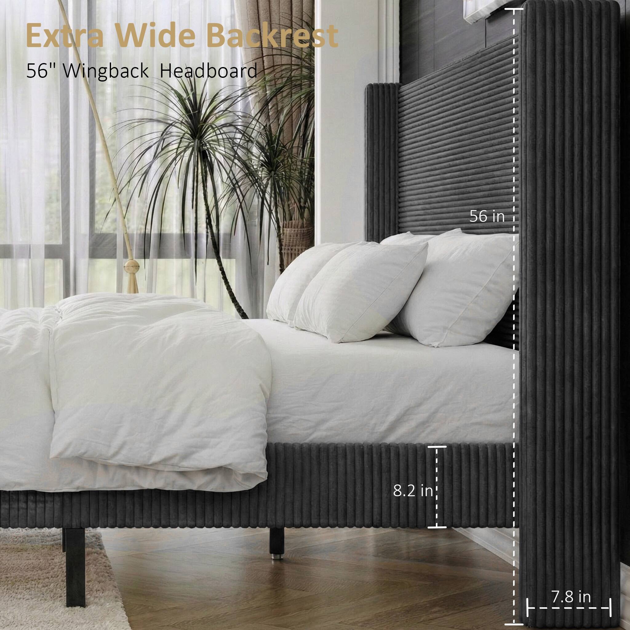 Extra Wide Backrest  
56" Wingback Headboard  

56 in  
8.2 in  
7.8 in