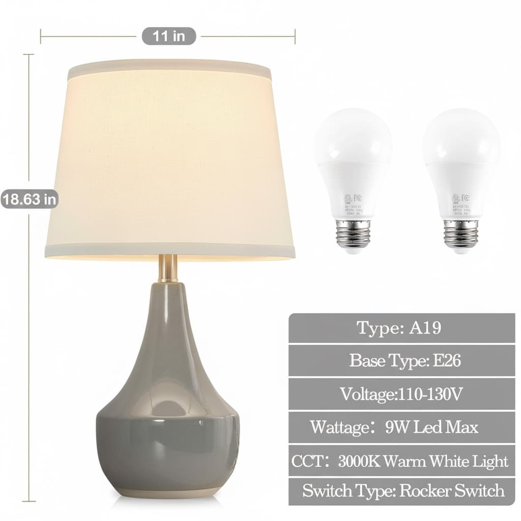 11 in  
18.63 in  

FC 6N  
rE  

Type: A19  
Base Type: E26  
Voltage: 110-130V  
Wattage: 9W Led Max  
CCT: 3000K Warm White Light  
Switch Type: Rocker Switch