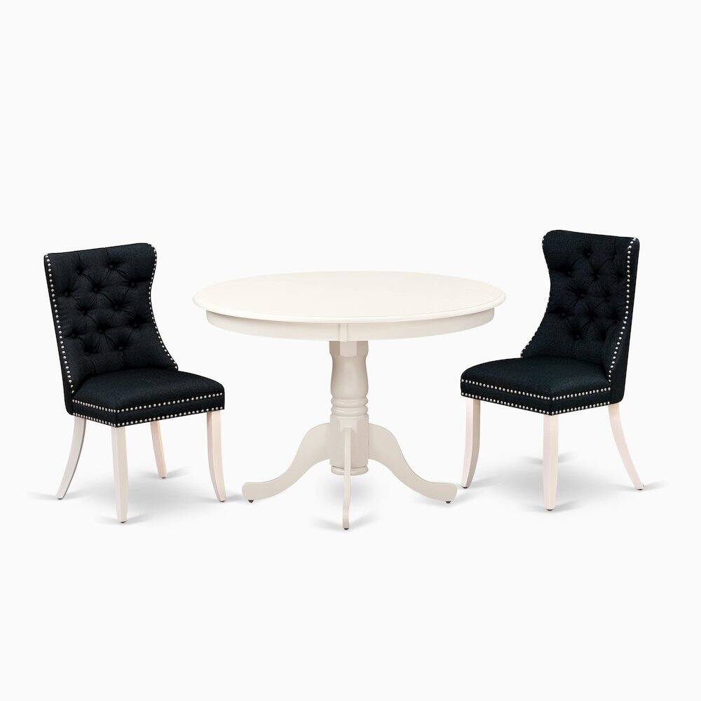 Angle. East West Furniture - 3 Piece Dining Set - White.