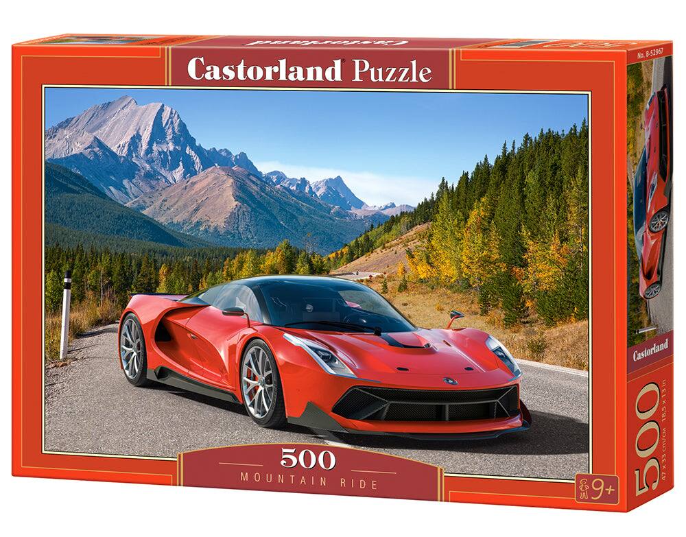 500 Piece Jigsaw Puzzles, Mountain Ride , Fast & Furious, Fast Cars, Landscape puzzle, Castorland B-52967 - Red