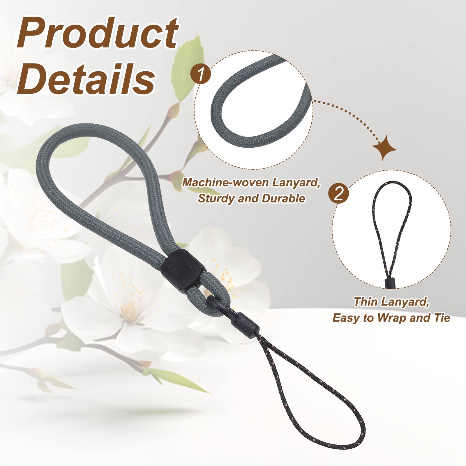 Product Details

1. Machine-woven Lanyard, Sturdy and Durable
2. Thin Lanyard, Easy to Wrap and Tie