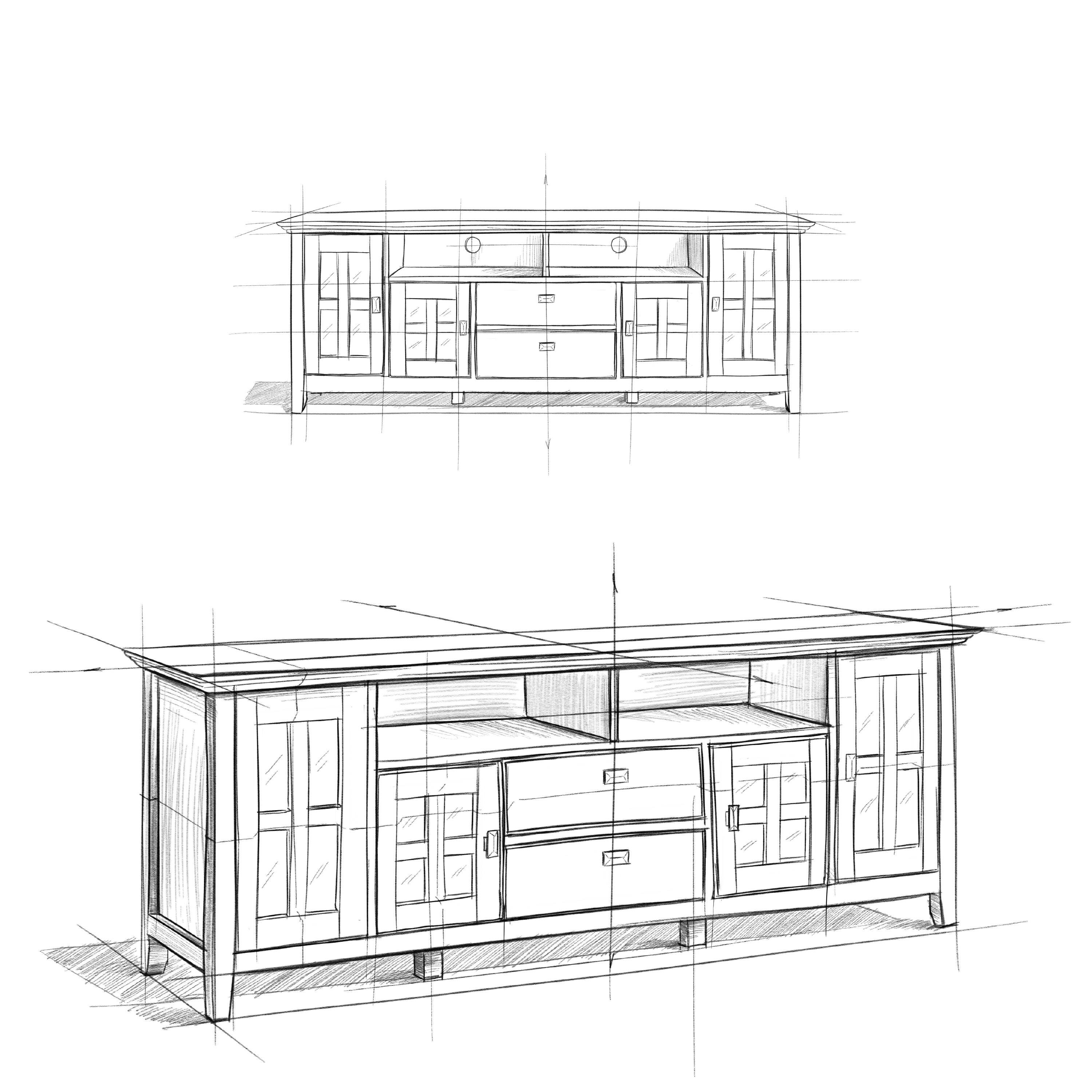 Alt View 7. Simpli Home - Artisan 72W Low TV Stand with Drawers, Glass Doors and Cubbies - Distressed Gray.