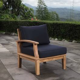 Marina Outdoor Patio Teak Left-Facing Sofa by Modway - Natural Navy