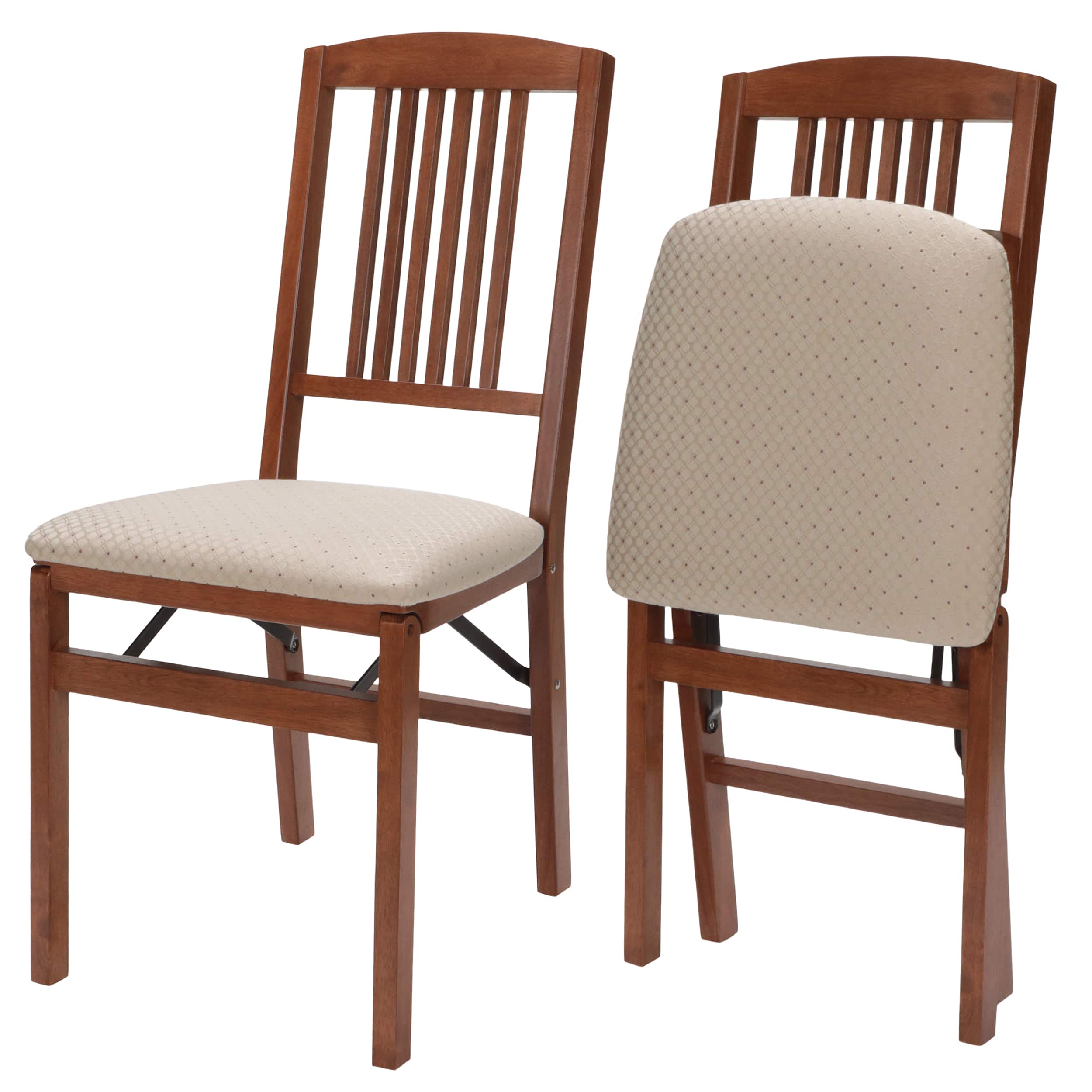 Stakmore - Simple Mission Folding Chair, Cherry Frame with Blush Fabric - Cherry Finish