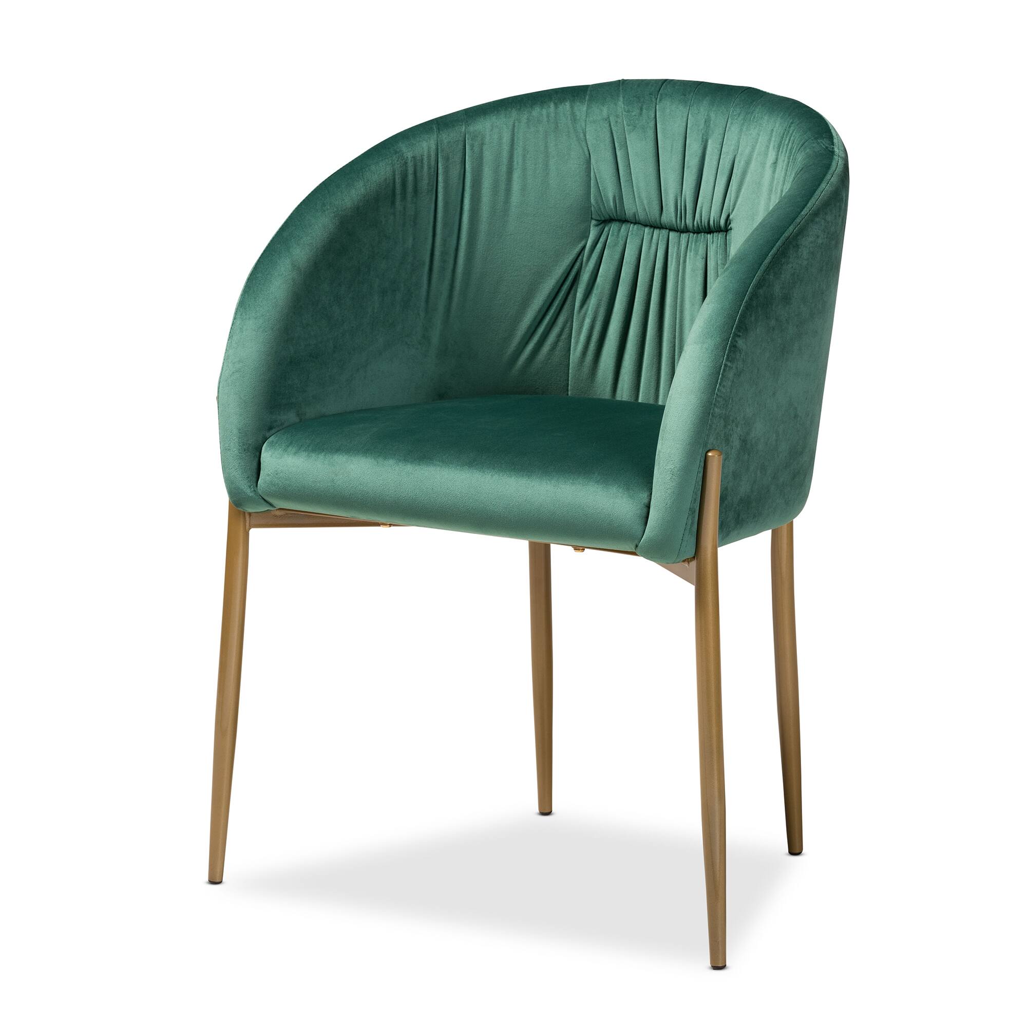 Front. Baxton Studio - Ballard Modern Luxe and Glam Green Velvet Fabric Upholstered and Gold Finished Metal Dining Chair - Green/Gold.
