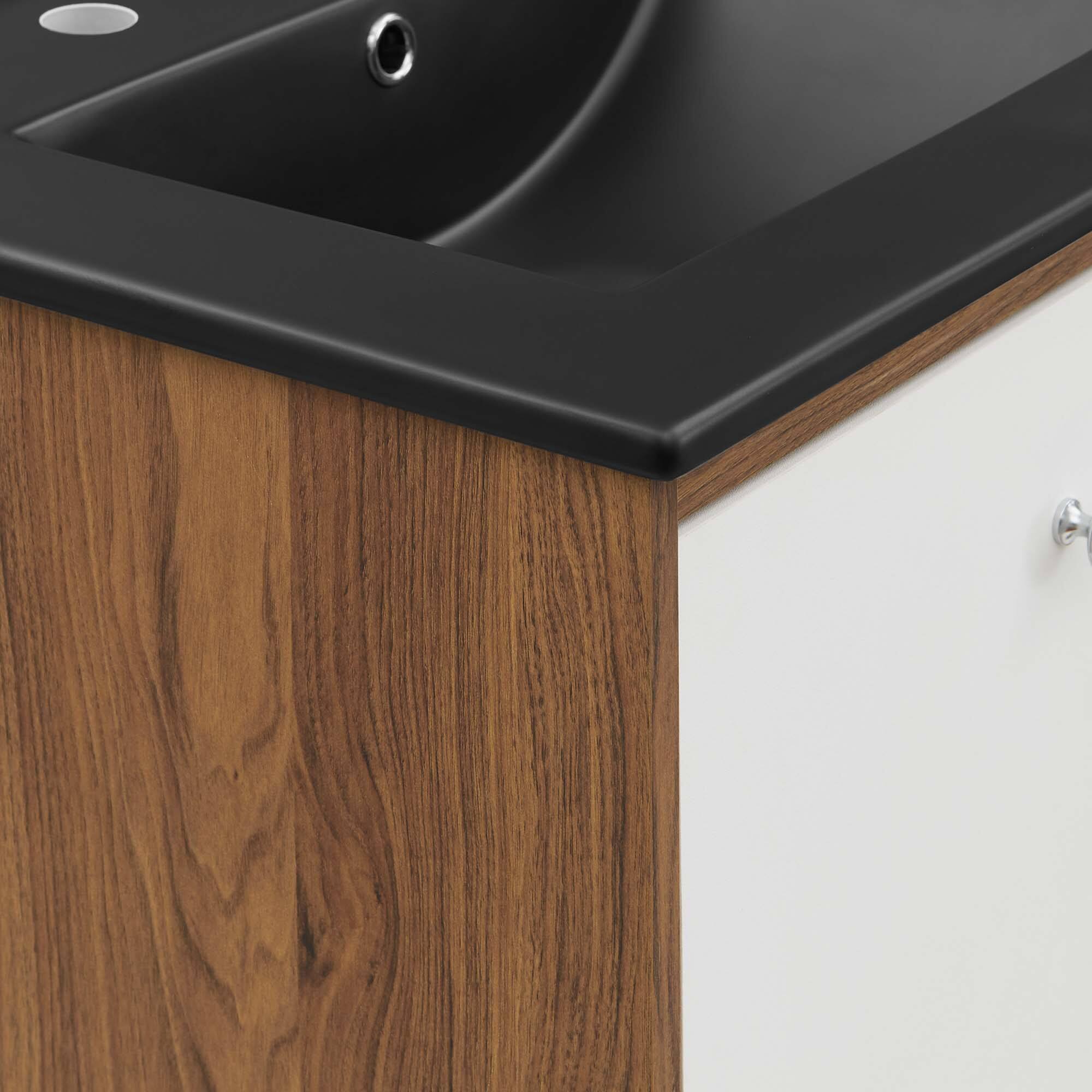Alt View 6. Modway - Transmit Bathroom Vanity Basin Included - White Black.