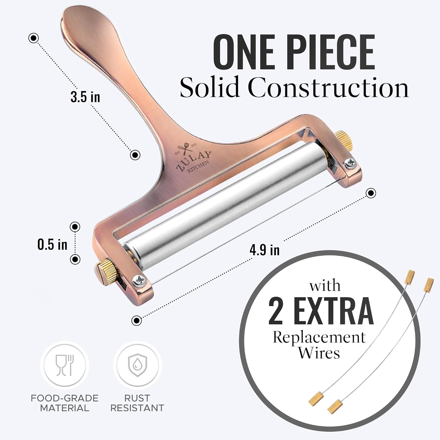 ONE PIECE Solid Construction, 3.5 in, 0.5 in, 4.9 in, with 2 EXTRA Replacement Wires, FOOD-GRADE RUST MATERIAL RESISTANT