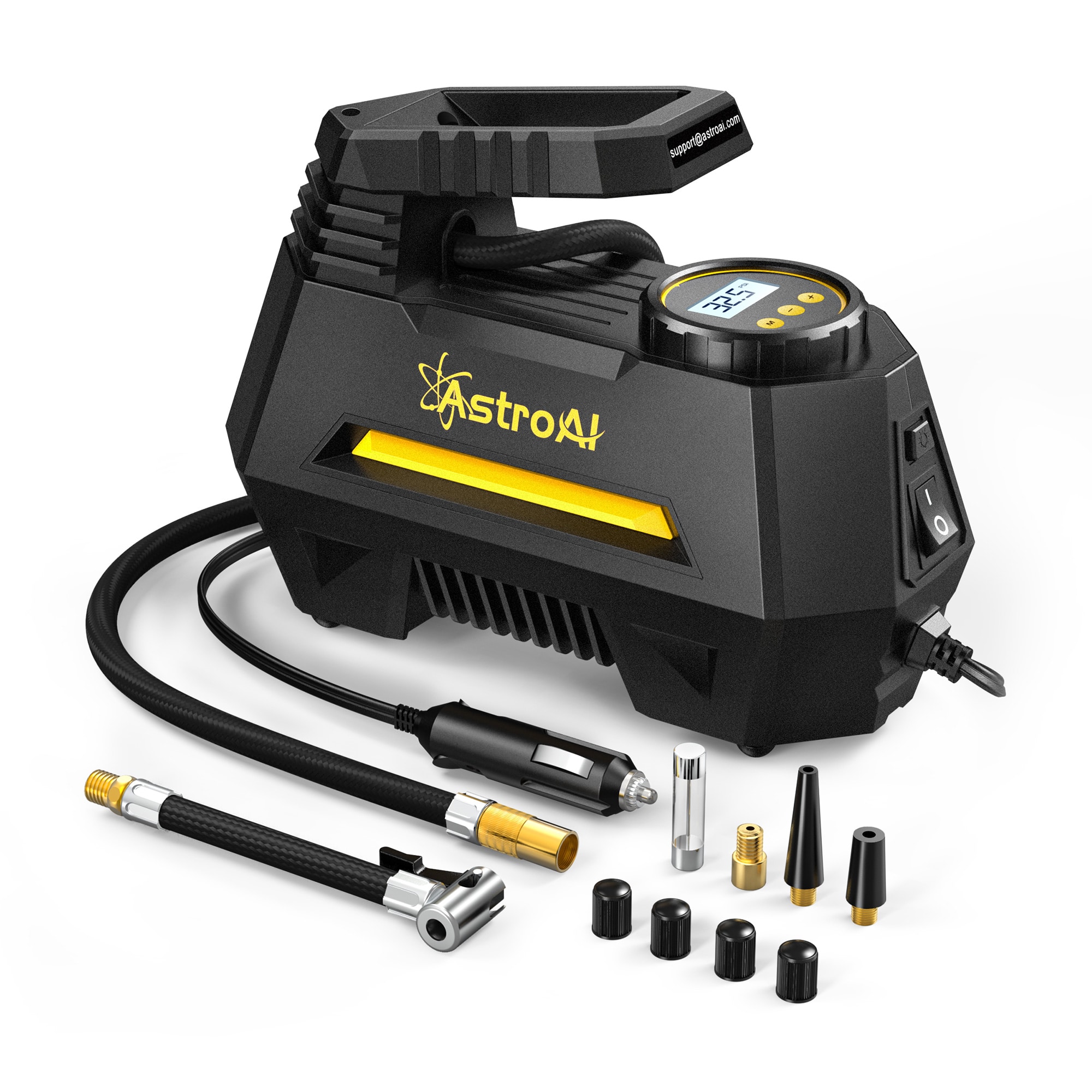 AstroAI - Tire Inflator 12v Dc 100psi Portable Air Compressor For Car Bike Inflatables - Yellow