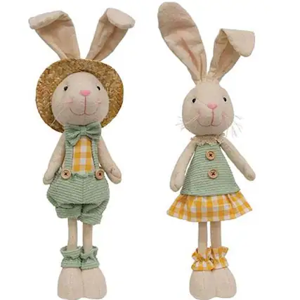 Front. BreeBe - Mr. or Mrs. Spring Gingham Bunny 2 Asstd. - Multi.