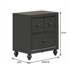Starlight Canyon Home - Dark Nightstand with Melamine & Rubberwood Frame for Cozy Bedroom - Gray