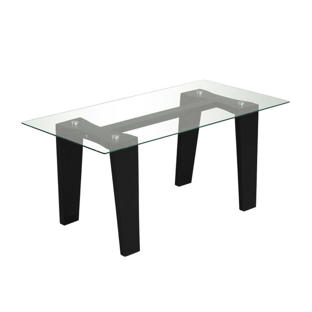 Front. Kadyn - Modern Style 39.5 In Glass Coffee Table - Black for Living Room Use - Black.