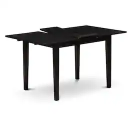 East West Furniture - NFT-BLK-T Rectangular Modern Dining Table Black Color Table Surface and Solid Wood Rectangular - Brown