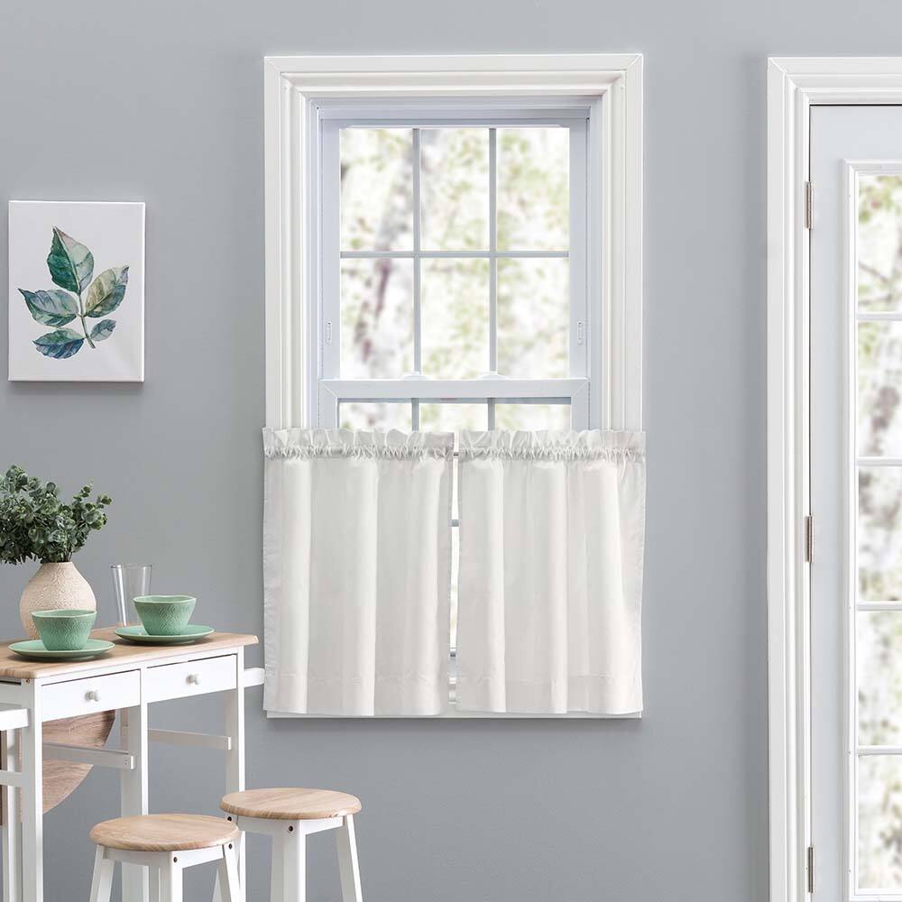Angle. Ellis Curtain - Ellis Stacey 1.5" Rod Pocket High Quality Fabric Solid Color Window Tailored Tier Pair 56"x24" Ice Cream - Ice cream.