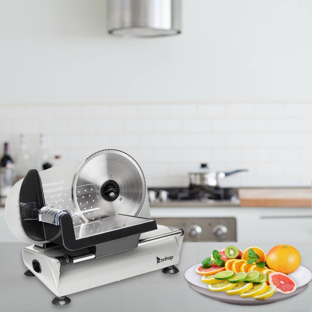Alt View 5. Winado - 110V/150W 7.5" Semi-automatic Belt Cutter Deli Food Machine Food Slicer Portable Electric Meat Slicer, Stainless Steel - Silver.
